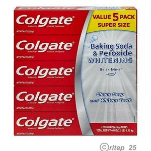 5 Pack-Colgate Baking Soda and Peroxide Whitening Toothpaste 8 Oz